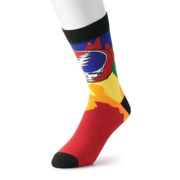 3/$25 🍄 Grateful Dead Patterned Skull Color Drip Fashion Crew Socks Unisex OSFA - Picture 2 of 6